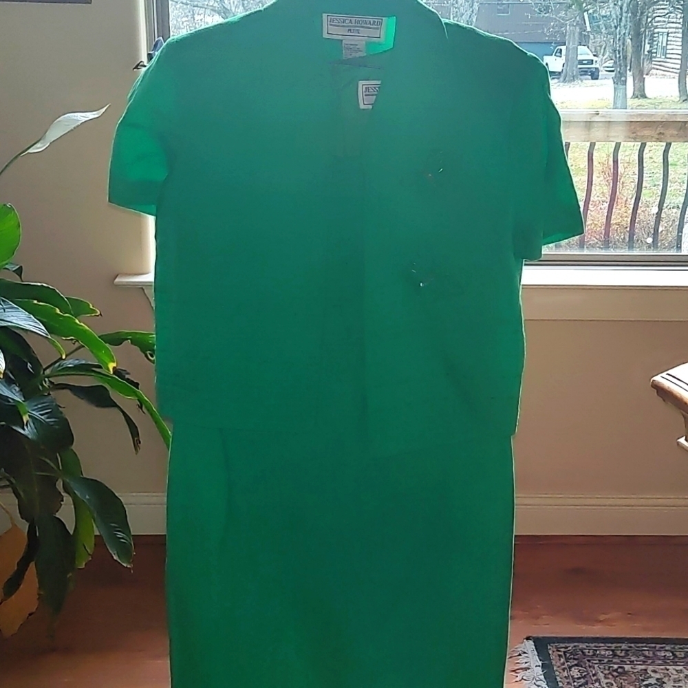 Jessica Howard Linen Dress with Matching Jacket Size 4P